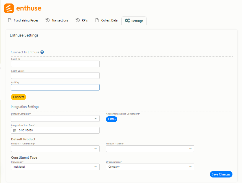 Enthuse Integration Settings – Donorfy Support